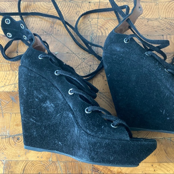 Vintage Black Suede Alaia Corset Laced Platforms - Picture 10 of 11